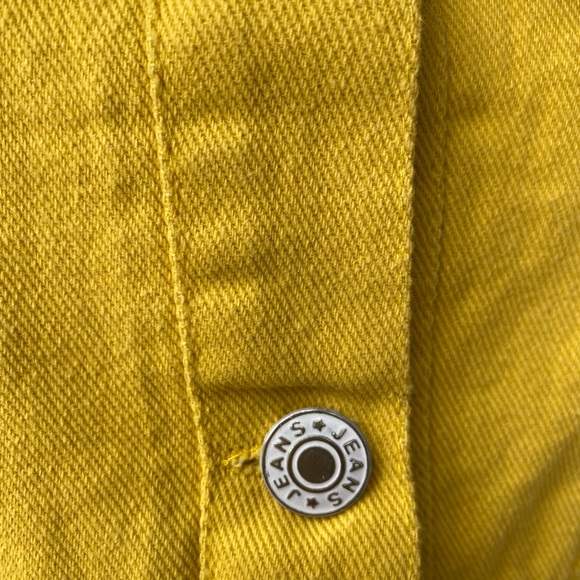 Women's Ripped Distressed Button-Up Denim Jacket Yellow Size XS - Picture 11 of 15
